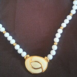Napier White & Gold Beaded Necklace - 18 inch